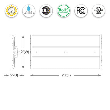 110 Watt Adjustable High Bay LED Light - 1 x 2 Foot - 15000 Lumens - 5000K Daylight - 120-277V
