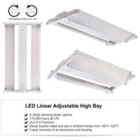 220 Watt Adjustable High Bay LED Light - 1 x 2 Foot - 30000 Lumens - 5000K Daylight - 120-277V