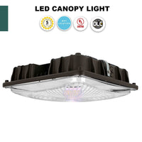 Square LED Canopy Light - 40 Watt - Ceiling or Conduit Mount - 5400 Lumens - 5000K Daylight - 120-277V - Bronze