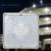 Square LED Canopy Light - 40 Watt - Ceiling or Conduit Mount - 5400 Lumens - 5000K Daylight - 120-277V- White