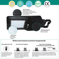 LED Solar Dusk to Dawn Light - 15 Watt - 1600 Lumens - 6000K Daylight - Wall or Post Mount - with PIR Motion Sensor