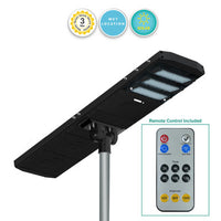 LED Solar Street Light - 120 Watt - 18000 Lumens - 6000K Daylight - Post Mount - with Programmable Motion Sensor - Black Finish