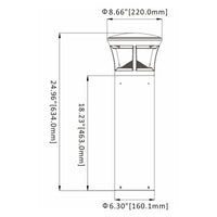 Turtle Friendly Amber LED Bollard - Dome Top - Selectable 24/15/12 Watt - 24 Inch - 120/277V - Bronze Finish