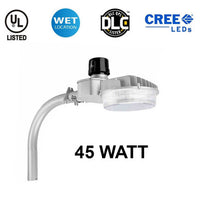 45 Watt LED Dusk To Dawn Light With Photocell - 6200 Lumens - 5000K Daylight - 120-277V - Silver Finish - Includes Arm/Wall Mount