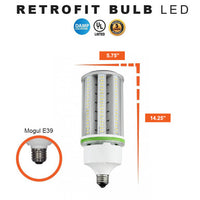 200 Watt LED Corn Bulb - Metal Halide Retrofit -28000 Lumens - 5000K Daylight - 120-277V - E39 Mogul Base - Ballast Bypass