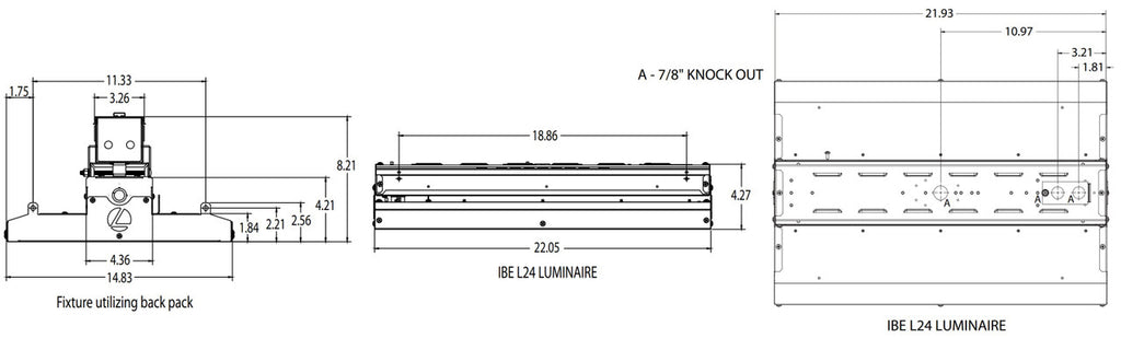 LED economical linear bay light, 24IN, 18, 000LM, Semi-diffuse acrylic,  .080IN thick, Medium, 120V-277V, Generic driver 0-10V dimming, 4000K, 80 color rendering index, White