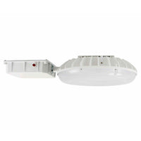 45 Watt LED Round Garage Canopy Light with Emergency Battery Back-Up - Ceiling or Conduit Mount - 5000 Lumens - 5000K Daylight - 120-277V - White Finish