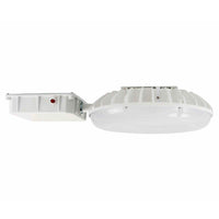 60 Watt LED Round Garage Canopy Light with Emergency Battery Back-Up - Ceiling or Conduit Mount - 7100 Lumens - 5000K Daylight - 120-277V - White Finish