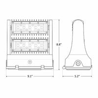 60 Watt LED Rotatable Wallpack - 8100 Lumens - 5000K Daylight - 120-277V - Bronze Finish
