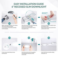 6 Inch Edge Lit Recessed LED Downlight - 15 Watt- 1100 Lumens - 5000K Daylight - 120V - Dimmable - Recessed Can Not Required