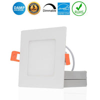 4 Inch Square Edge Lit Recessed LED Downlight - 9 Watt- 630 Lumens - Color Selectable 27K/30K/35K/40K/50K - 120V - Dimmable - Recessed Can Not Required