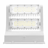 60 Watt LED Rotatable Wallpack - 8100 Lumens - Color Selectable 30K/40K/50K - 120-277V - White Finish