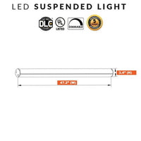 LED Linear-Rounded Office Light - 40 Watt - 4600 Lumens - Color Selectable 35K/40K/50K - 120-277V - With Suspension Hanging Kit