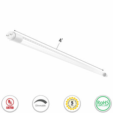 LED T8 Linear Retrofit Bulb - 4 Foot - 18 Watt - 1900 Lumens - 5000K Daylight - Ballast Bypass Only