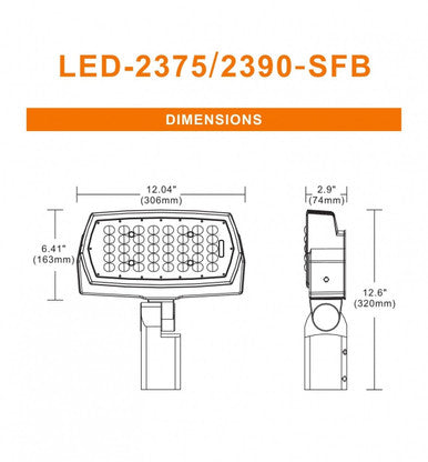 70 Watt LED Outdoor Flood Lights - Knuckle Mount - 8500 Lumens - 5000K Daylight - 120-277V - Bronze Finish