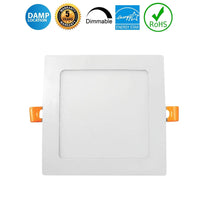 6 Inch Square Edge Lit Recessed LED Downlight - 15 Watt- 900 Lumens - Color Selectable 27K/30K/35K/40K/50K - 120V - Dimmable - Recessed Can Not Required