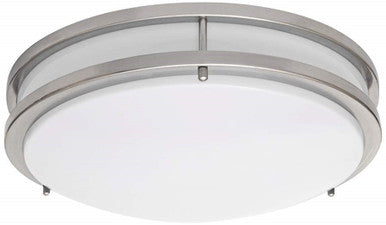 12 Inch LED Designer Flush Mount - 15 Watt - 1200 Lumens - Color Selectable 27K/30K/35K/40K/50K - 120V - Dimmable - Brushed Nickel