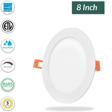 8 Inch Edge Lit Recessed LED Downlight - 18 Watt- 1350 Lumens - Color Selectable 27K/30K/35K/40K/50K - 120V - Dimmable - Recessed Can Not Required