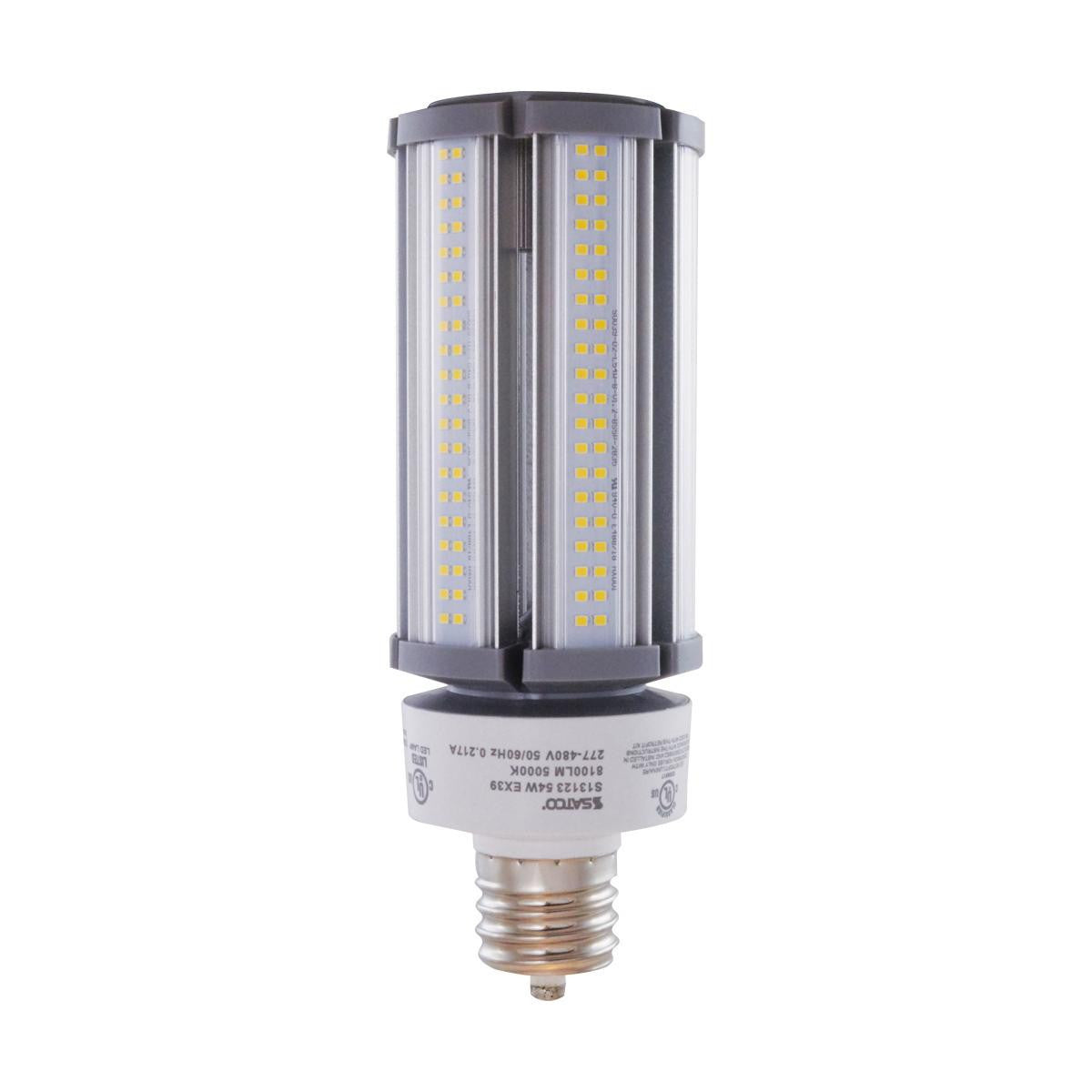 54 Watt LED Corn Bulb - Metal Halide Retrofit -8100 Lumens - 5000K Daylight - 277-480 Volts - E39 Mogul Base - Ballast Bypass
