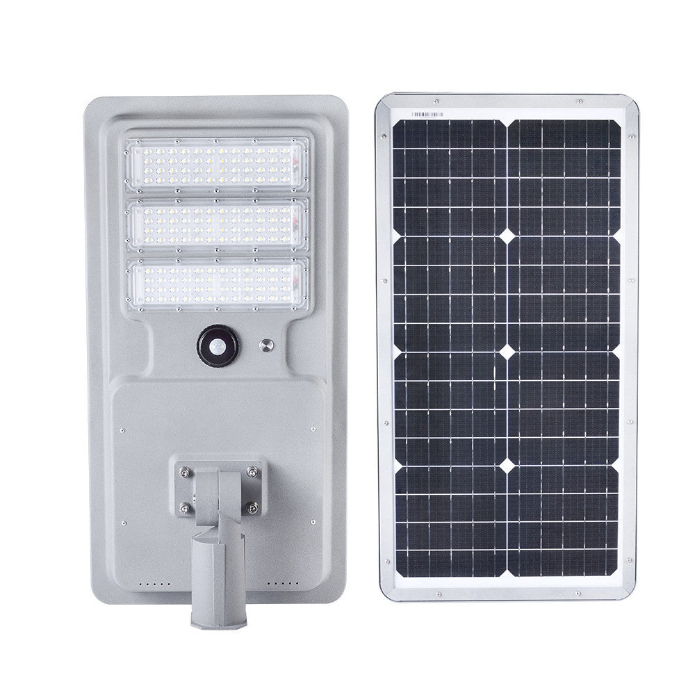 LED Solar Street Light - 80 Watt - 8000 Lumens - 5000K Daylight - Slipfitter Mount - with Motion Sensor - White Finish