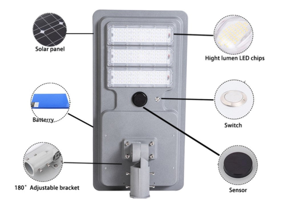 LED Solar Dusk to Dawn Light - 50 Watt - 5000 Lumens - 5000K Daylight - Slipfitter Mount - with Motion Sensor