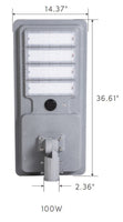 LED Solar Street Light - 200 Watt - 20000 Lumens - Color Selectable 27K/30K/40K/50K/57K - Slipfitter Mount - with Motion Sensor - Silver Finish - Remote Included