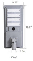 LED Solar Street Light - 200 Watt - 20000 Lumens - Color Selectable 27K/30K/40K/50K/57K - Slipfitter Mount - with Motion Sensor - Silver Finish - Remote Included