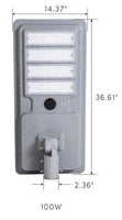 LED Solar Street Light - 100 Watt - 10000 Lumens - 5000K Daylight - Slipfitter Mount - with Motion Sensor - White Finish