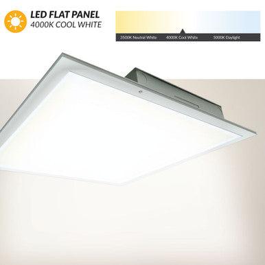 2x2 LED Flat Panel - 30/25/20 Watt Selectable - 4400 Max Lumens - 35K/40K/50K Color Selectable - 120-277V - Dimmable - With Recessed Sheet Rock Kit