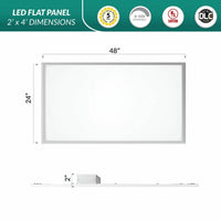 2x4 LED Flat Panel - Watt Selectable 30W/40W/50W - 5000 Max Lumens - 35K/40K/50K Color Selectable - 120-347V - Dimmable - With Recessed Sheet Rock Kit