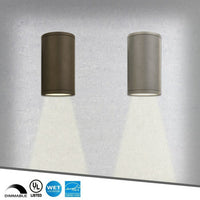 6 Watt LED Sconce Cylinder - 400 Lumens - Color Selectable 30K/40K/50K - 120V - Brushed Nickel Finish - Dimmable Down Light