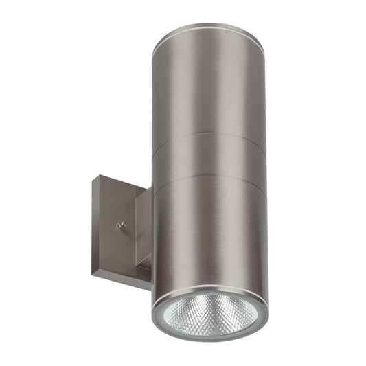 12 Watt LED Sconce Cylinder - 800 Lumens - Color Selectable 30K/40K/50K - 120V - Brushed Nickel Finish - Dimmable Up/Down Light