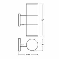12 Watt LED Sconce Cylinder - 800 Lumens - Color Selectable 30K/40K/50K - 120V - Brushed Nickel Finish - Dimmable Up/Down Light