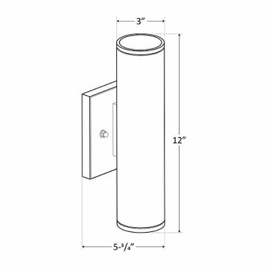 18 Watt LED Sconce Cylinder - 1300 Lumens - Color Selectable 30K/40K/50K - 120V - White Finish - Dimmable Up/Down Light