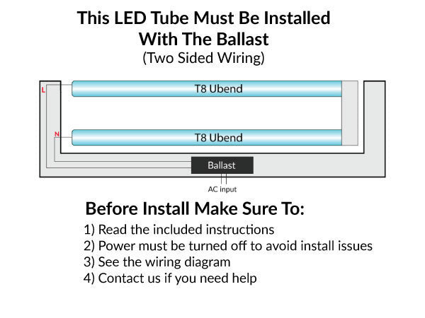 LED T8 - U-Shape Retrofit Bulb - 2 Foot - 13 Watt - 2000 Lumens - 3000K Soft White - Electronic T8 Ballast Compatible & Bypass Ballast