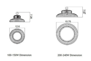 200 Watt UFO LED High Bay Light - 32000 Lumens - 5000K Daylight - 120-277V - Black Finish