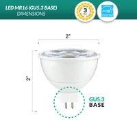 7 Watt LED MR16 Bulb - GU5.3 Bipin - 500 Lumens - 2700K Warm White - 12V - Dimmable