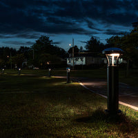LED Solar Bollard Lights with Remote - Height 36 Inches- 2 Watt - 350 Lumens - Color Selectable 30K/50K - Anchor Bolts & Plate Included - Black Finish