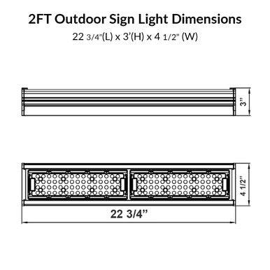 LED Sign Light - 2 Foot - 50 Watts - 5000K Daylight  - 120-277V - Black Finish