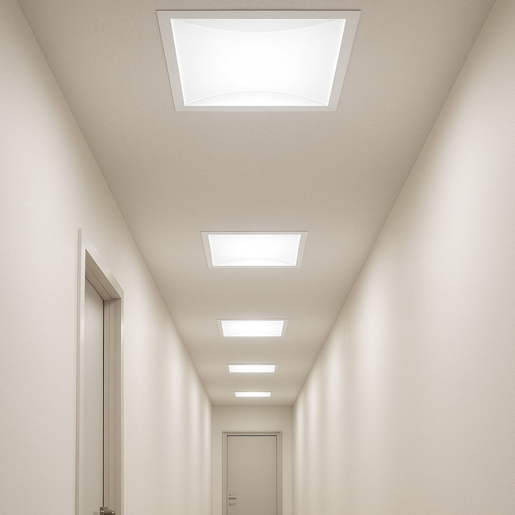 Curved Indirect LED Troffer - Multiwatt 25W/30W/40W - Max 5000 Lumens - 2X2 Foot - Color Tunable 35K/40K/50K - Aperture Optics - Standard Drop Ceiling Mount - 120-277V