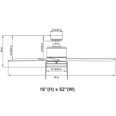 52 Inch White Finish Plywood 3-Blade Ceiling Fan & Light - 120V - 20W - Color Selctable 30K/40K/50K   - With Pull Chain Switch