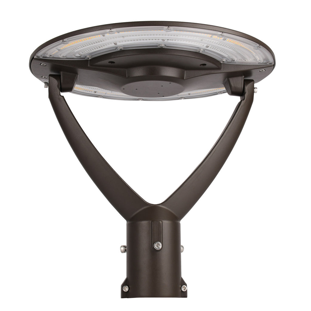 LED Adjustable Swivel Post Light - 100/80/60 Watt - Up 12000 Lumens - Color Selectable 30K/40K/50K - 120-277V - Dark Bronze - Fits Up to 2.5 Inch Pole Top