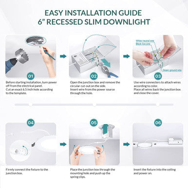 6 Inch Edge Lit LED Downlight - 12 Watt - 920 Lumens - Color Tunable 27/30/35/40/50K