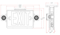 Reduced Profile Combo LED Exit Sign And Emergency Light - White Housing Color, with Green Lettering - With 90 Minute Battery Back-Up