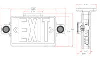 Reduced Profile Combo LED Exit Sign And Emergency Light - White Housing Color, with Green Lettering - With 90 Minute Battery Back-Up