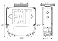 Wet Location Combo LED Exit Sign And Emergency Light Single Face- Black Housing Color, and Red Lettering - With 90 Minute Battery Back-Up