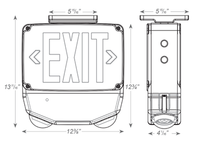 Wet Location Combo LED Exit Sign And Emergency Light Single Face- Black Housing Color, and Red Lettering - With 90 Minute Battery Back-Up