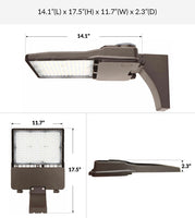LED Parking Lot Area Light - 400W/360W/320W/300W Watt Selectable - 61000 Max Lumens - Slipfitter Mount - Color Selectable 40K/50K - 120-277V - Bronze Finish