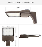 LED Parking Lot Area Light - 400W/360W/320W/300W Watt Selectable - 61000 Max Lumens - Trunnion Mount - Color Selectable 40K/50K - 120-277V - Bronze Finish