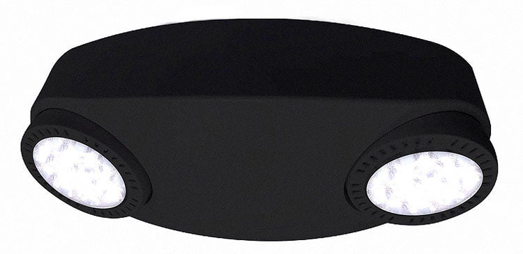 High 10 Watt Emergency Light - 1100 Lumens - Black Finish With 90 Minute Battery Back-Up